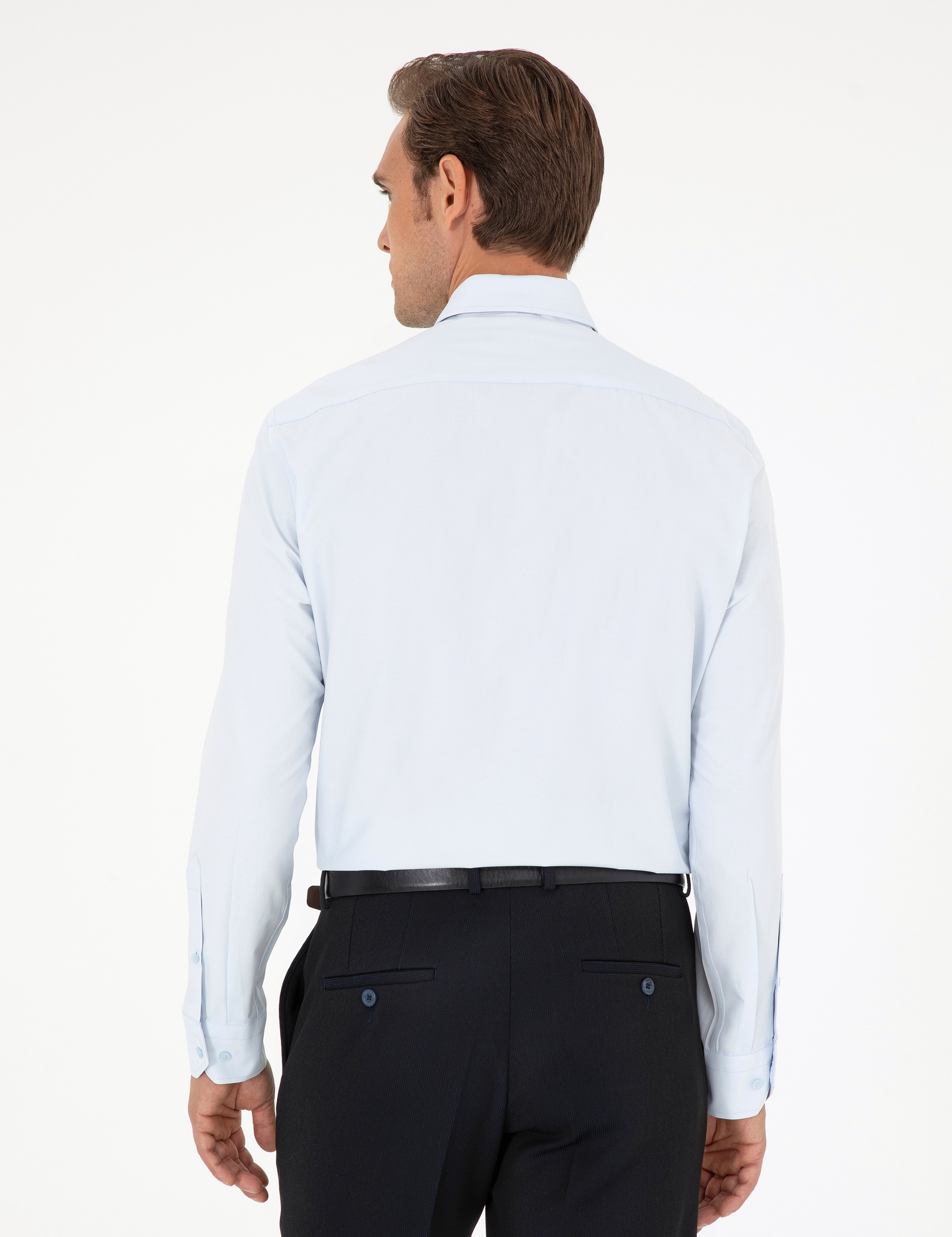 Açık Mavi Regular Fit Uzun Kollu Basic Gömlek