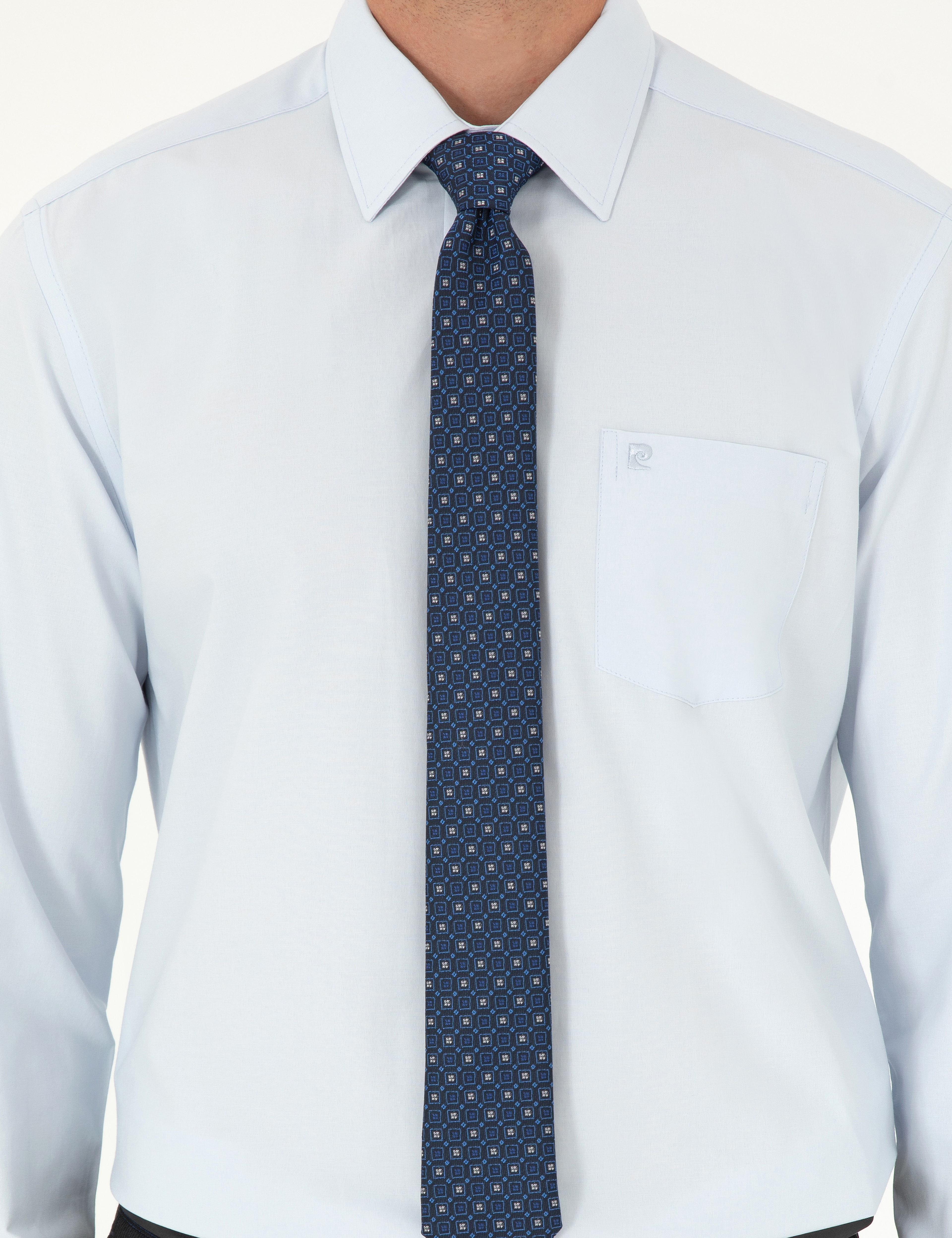 Açık Mavi Regular Fit Uzun Kollu Basic Gömlek - Image 6