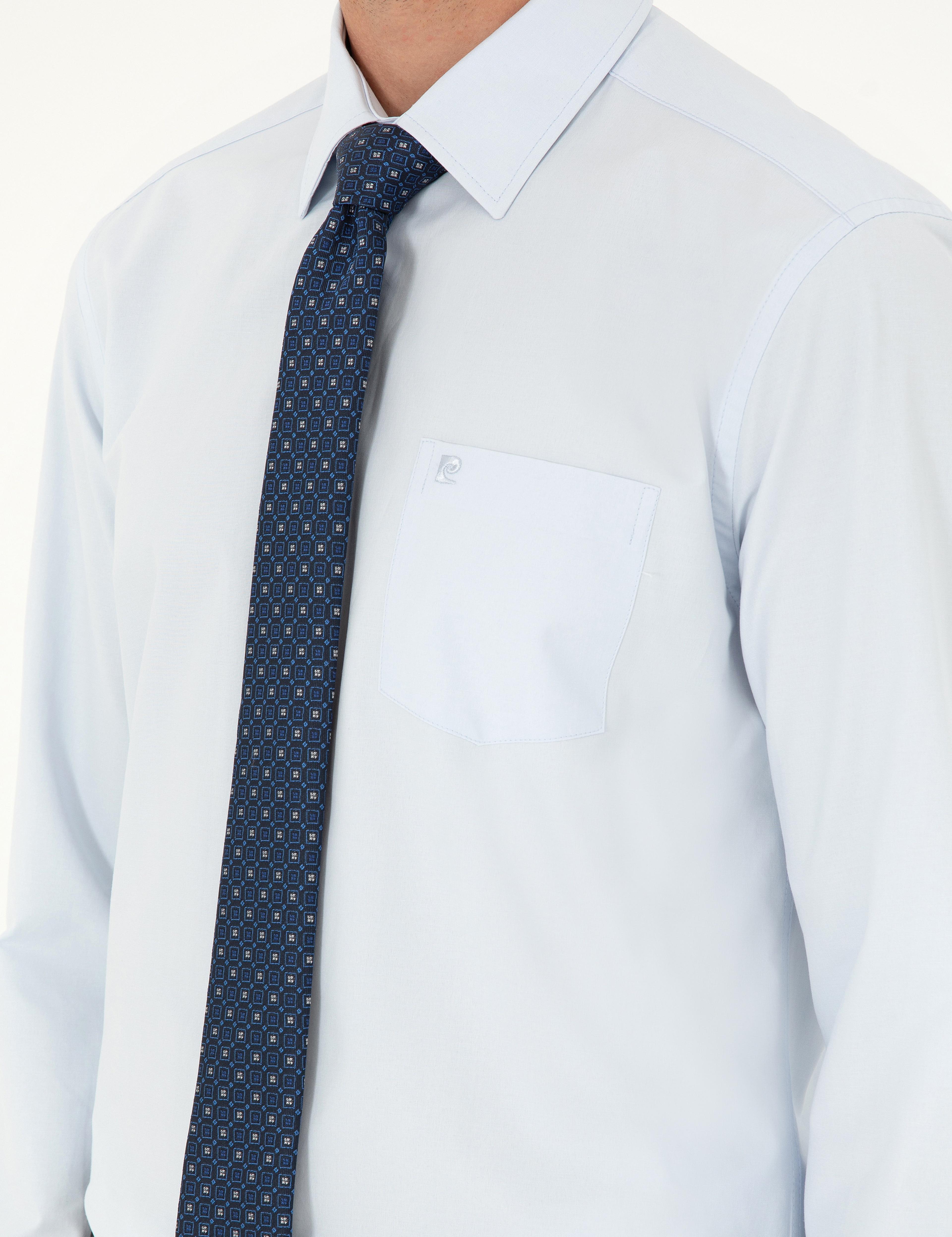 Açık Mavi Regular Fit Uzun Kollu Basic Gömlek - Image 7