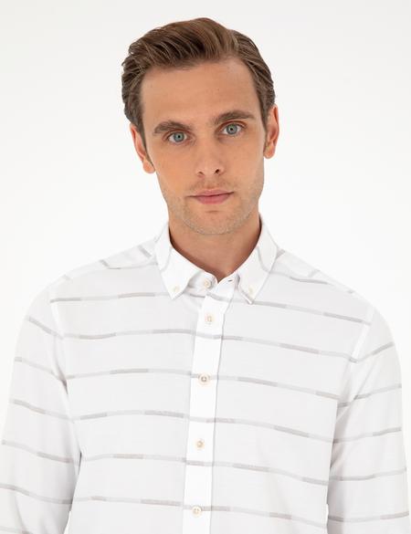 Bej Slim Fit Uzun Kollu Gömlek - 50296902010