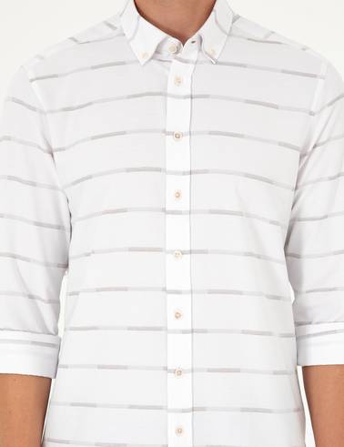 Bej Slim Fit Uzun Kollu Gömlek