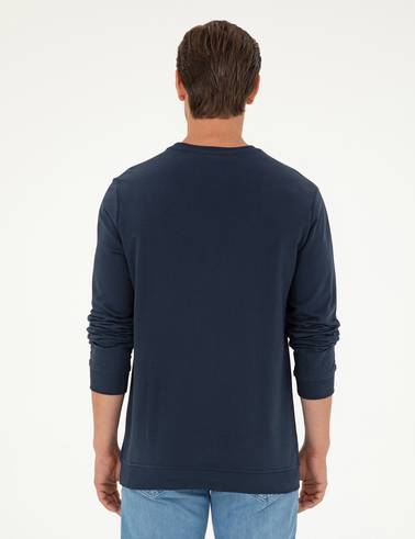 Lacivert 2 İplik Regular Fit İçi Polarlı %100 Pamuk Sweatshirt