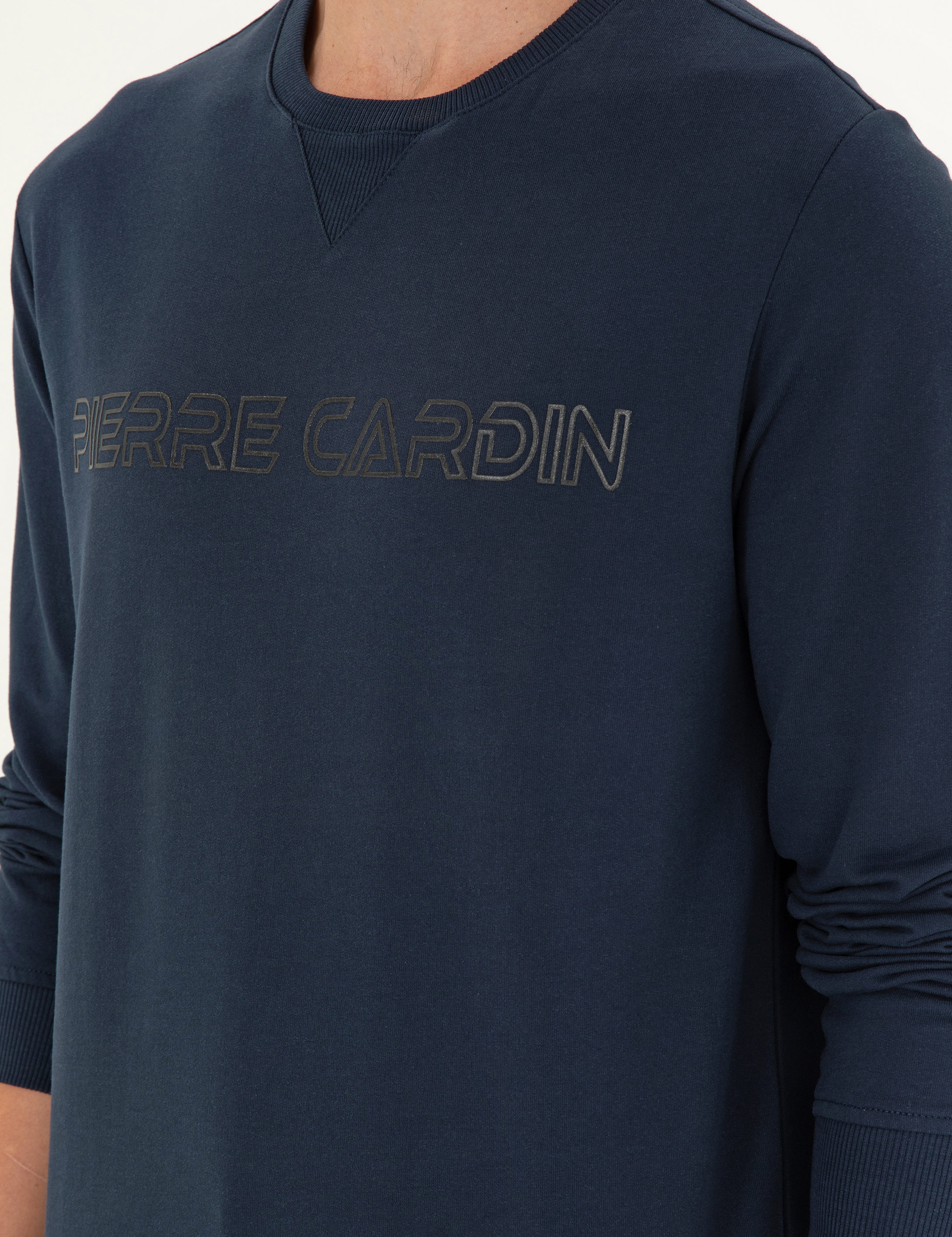 Lacivert 2 İplik Regular Fit İçi Polarlı %100 Pamuk Sweatshirt - Image 7