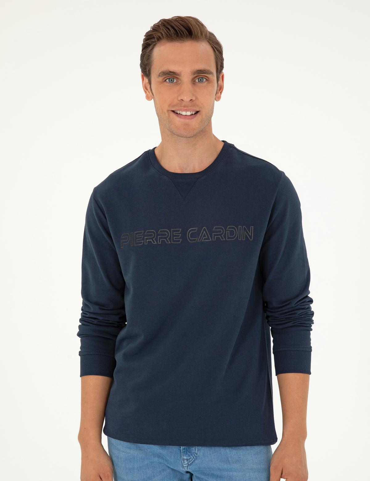 Lacivert 2 İplik Regular Fit İçi Polarlı %100 Pamuk Sweatshirt - 50279523017