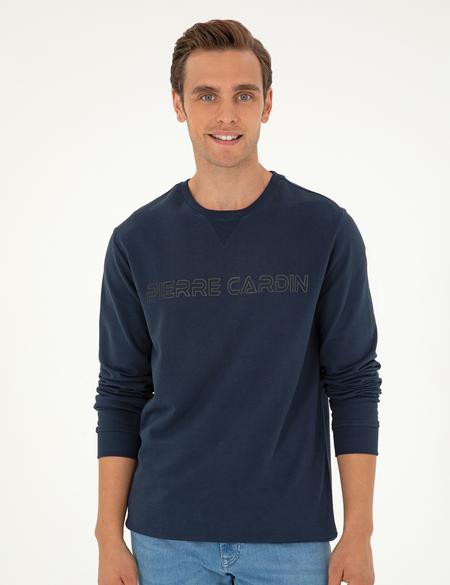 Lacivert 2 İplik Regular Fit İçi Polarlı %100 Pamuk Sweatshirt - 50279523017