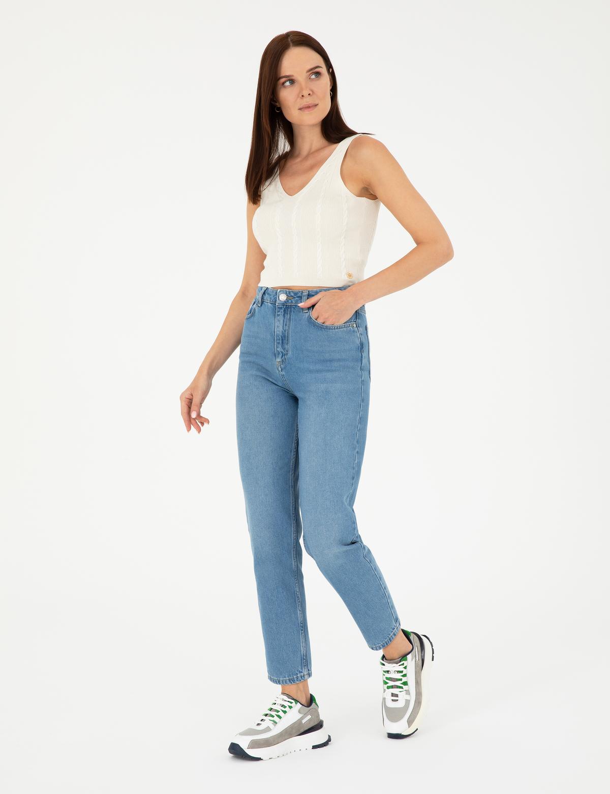Açık Mavi Mom Fit Jean Pantolon - 50292459011