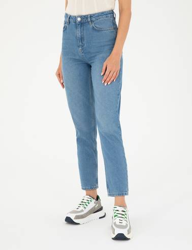 Açık Mavi Mom Fit Jean Pantolon