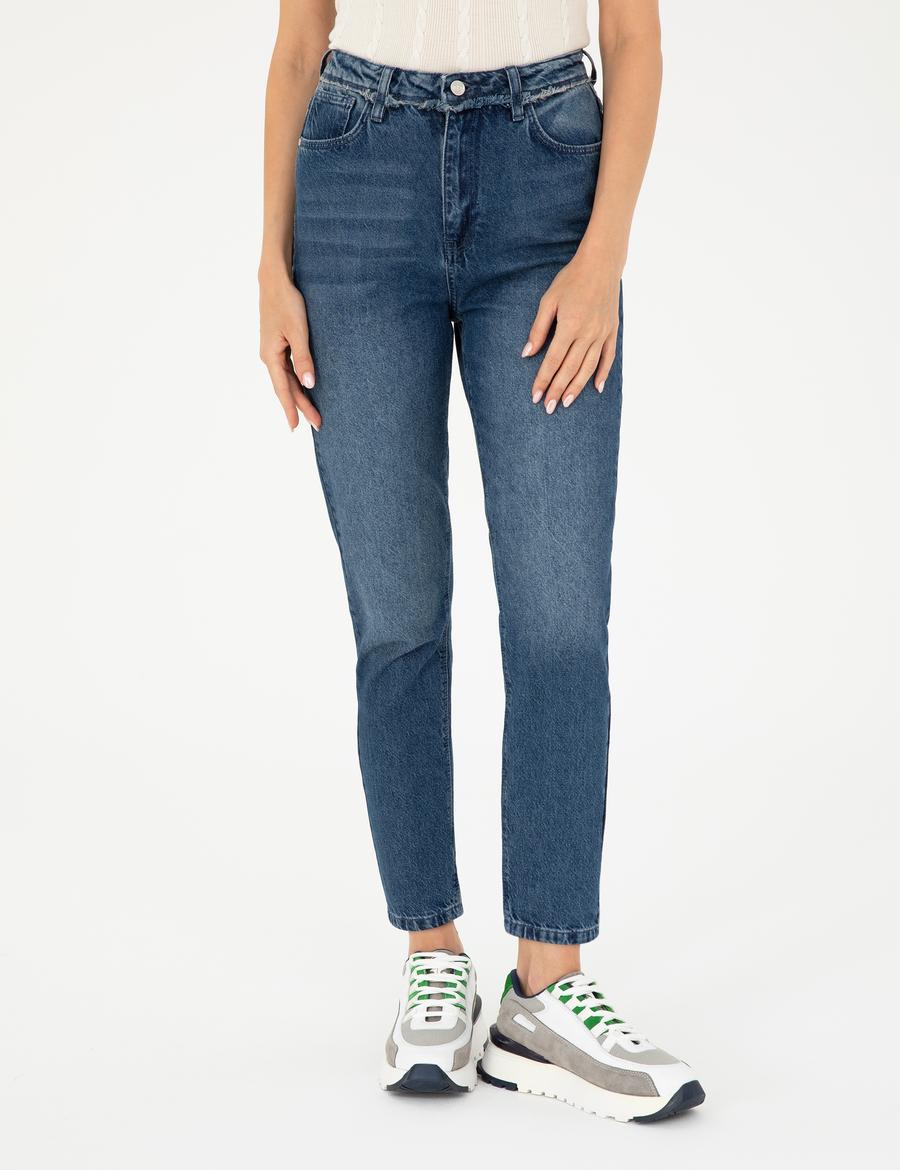 Açık Mavi Mom High Waist Fit Jean Pantolon