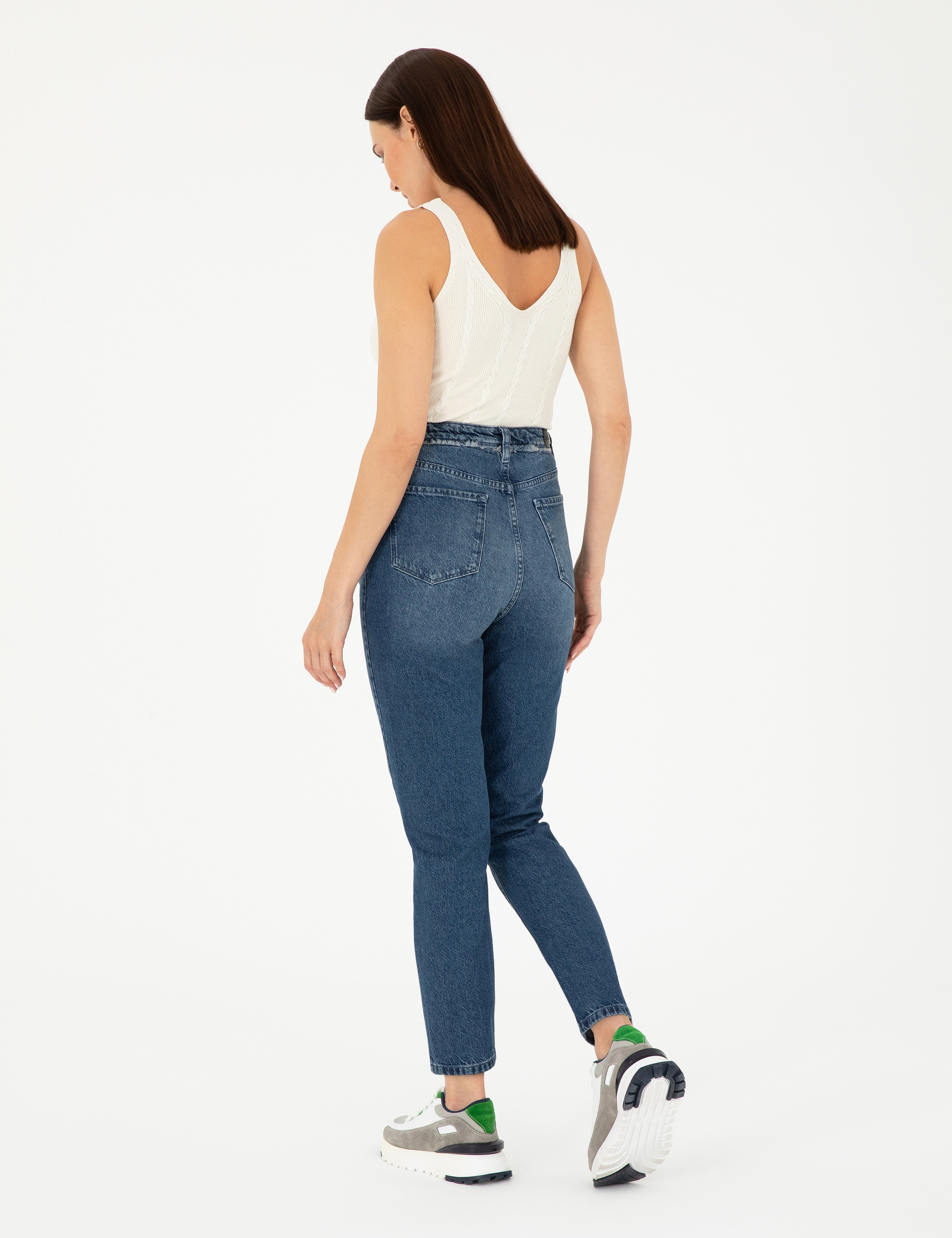 Açık Mavi Mom High Waist Fit Jean Pantolon - Image 4