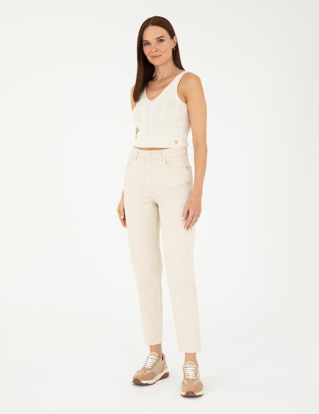 Bej Mom Fit Jean Pantolon - 50292485013