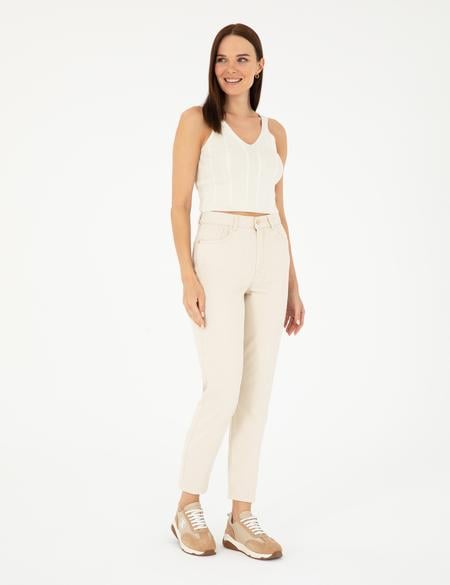 Bej Mom Fit Jean Pantolon - 50292485013