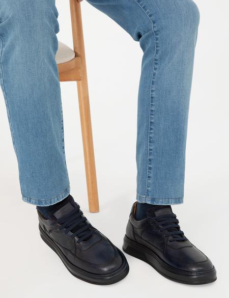 Lacivert %100 Deri Casual Ayakkabı - 50296131010