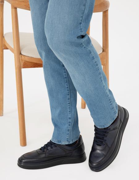 Lacivert %100 Deri Casual Ayakkabı - 50296131010
