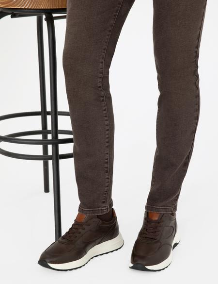 Kahverengi %100 Deri Sneaker - 50296094021