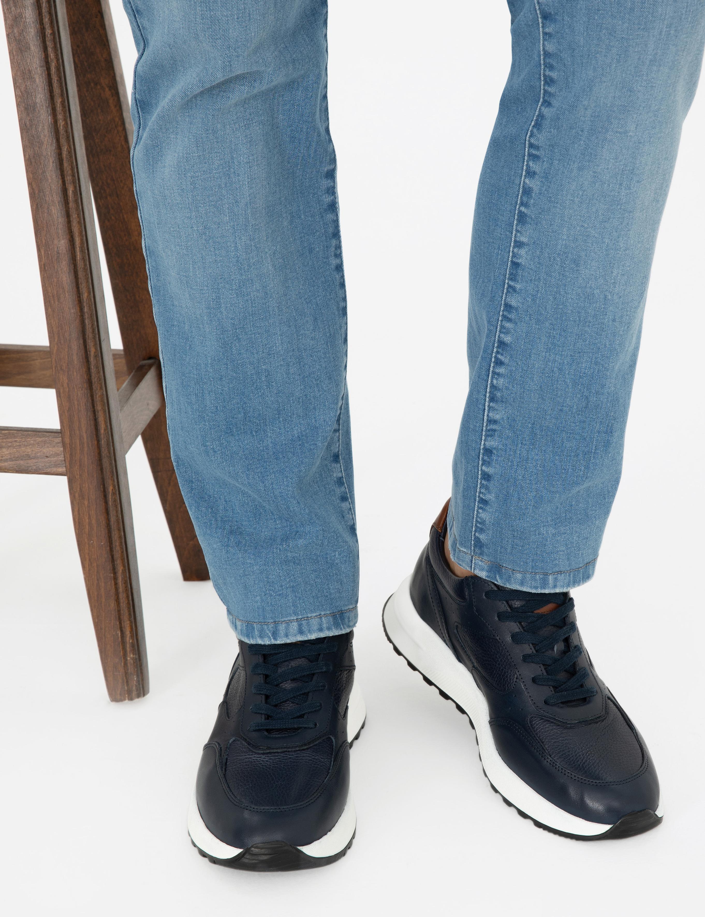 Lacivert %100 Deri Sneaker