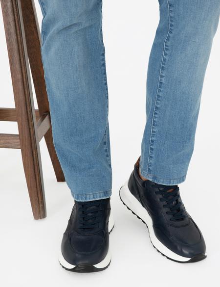 Lacivert %100 Deri Sneaker - 50296094010