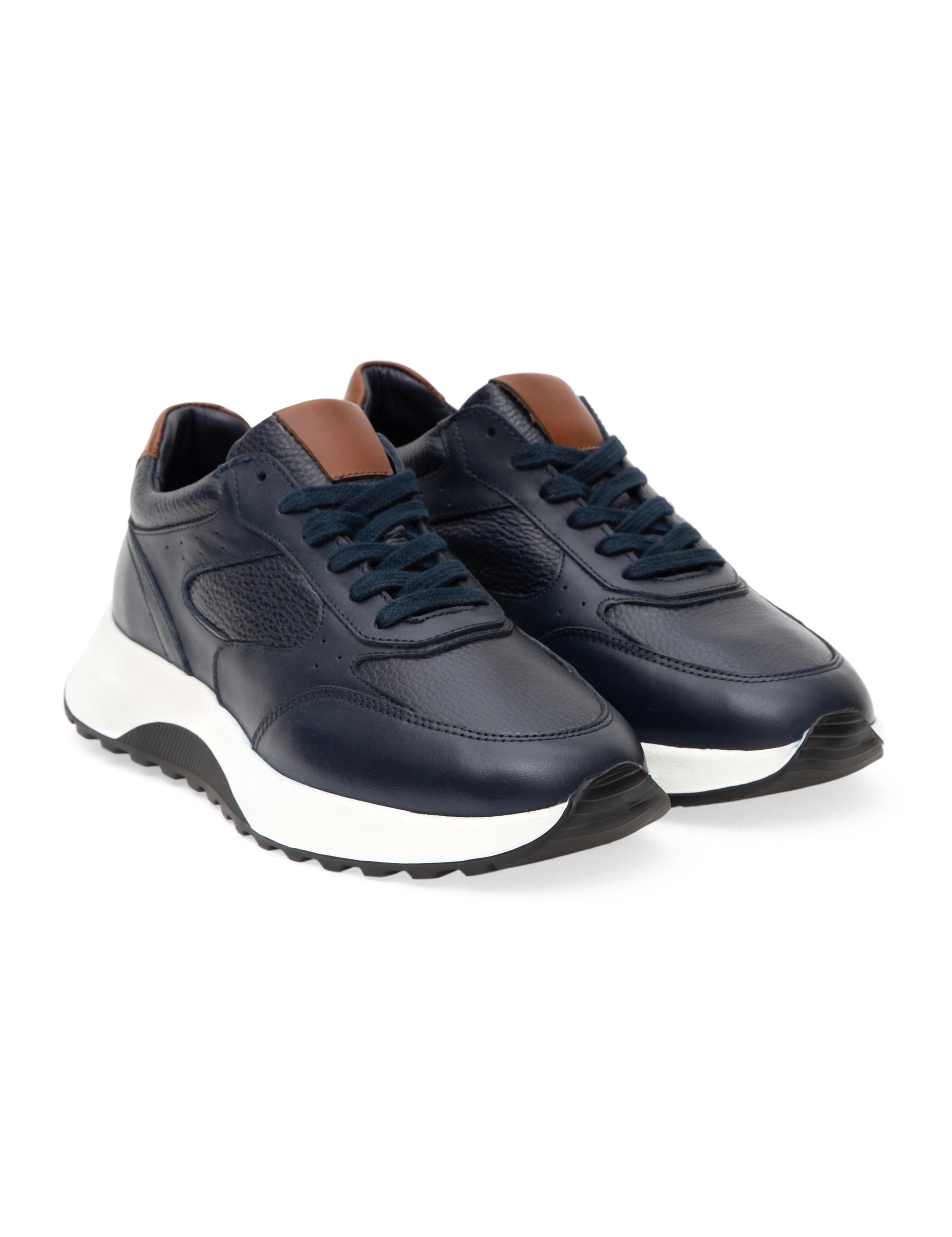 Lacivert %100 Deri Sneaker