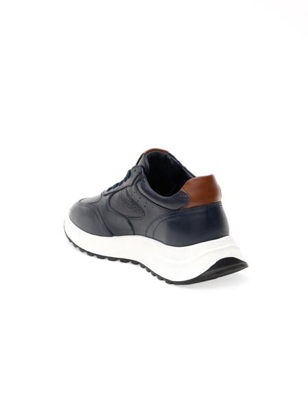 Lacivert %100 Deri Sneaker - 50296094010