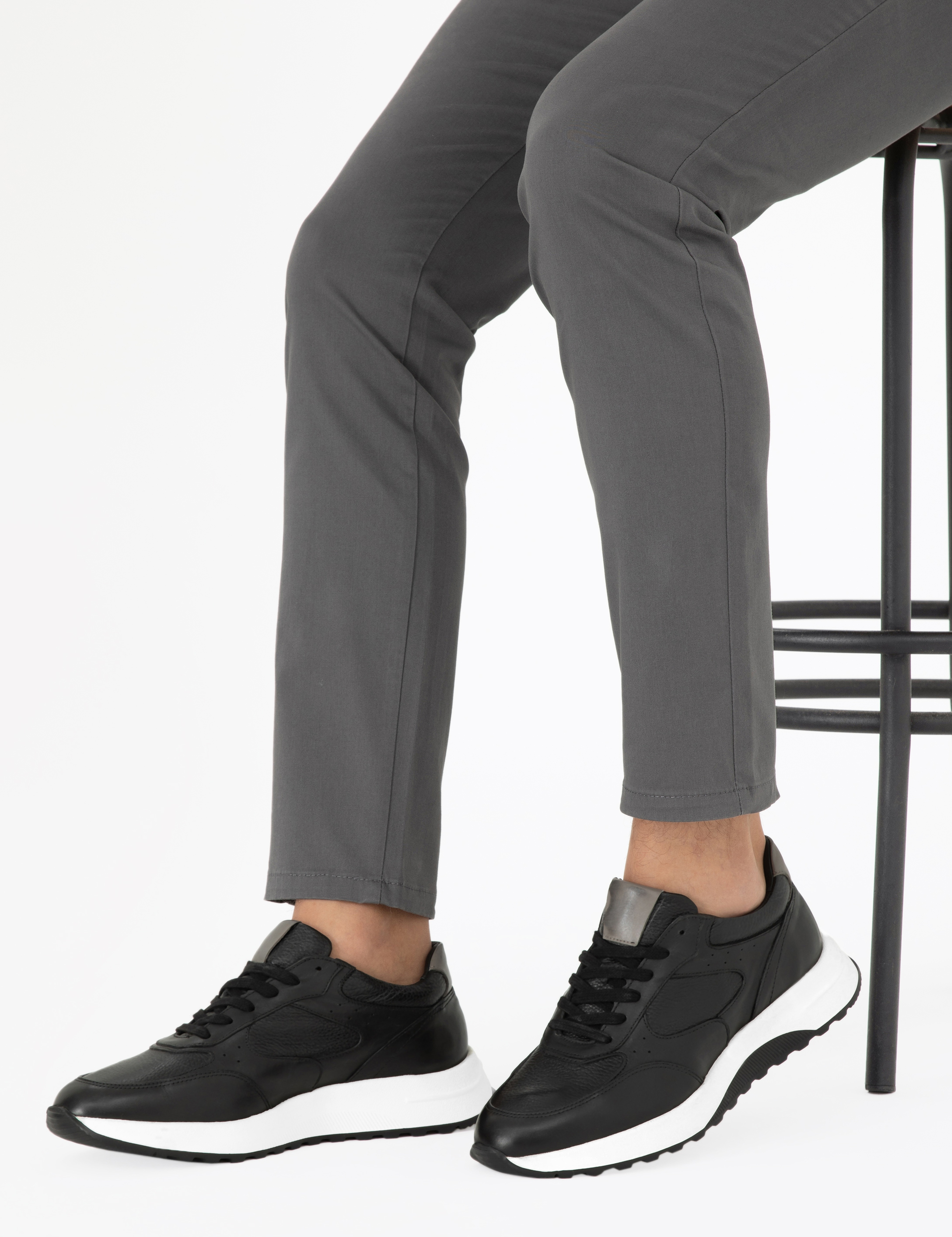 Siyah %100 Deri Sneaker - Image 6