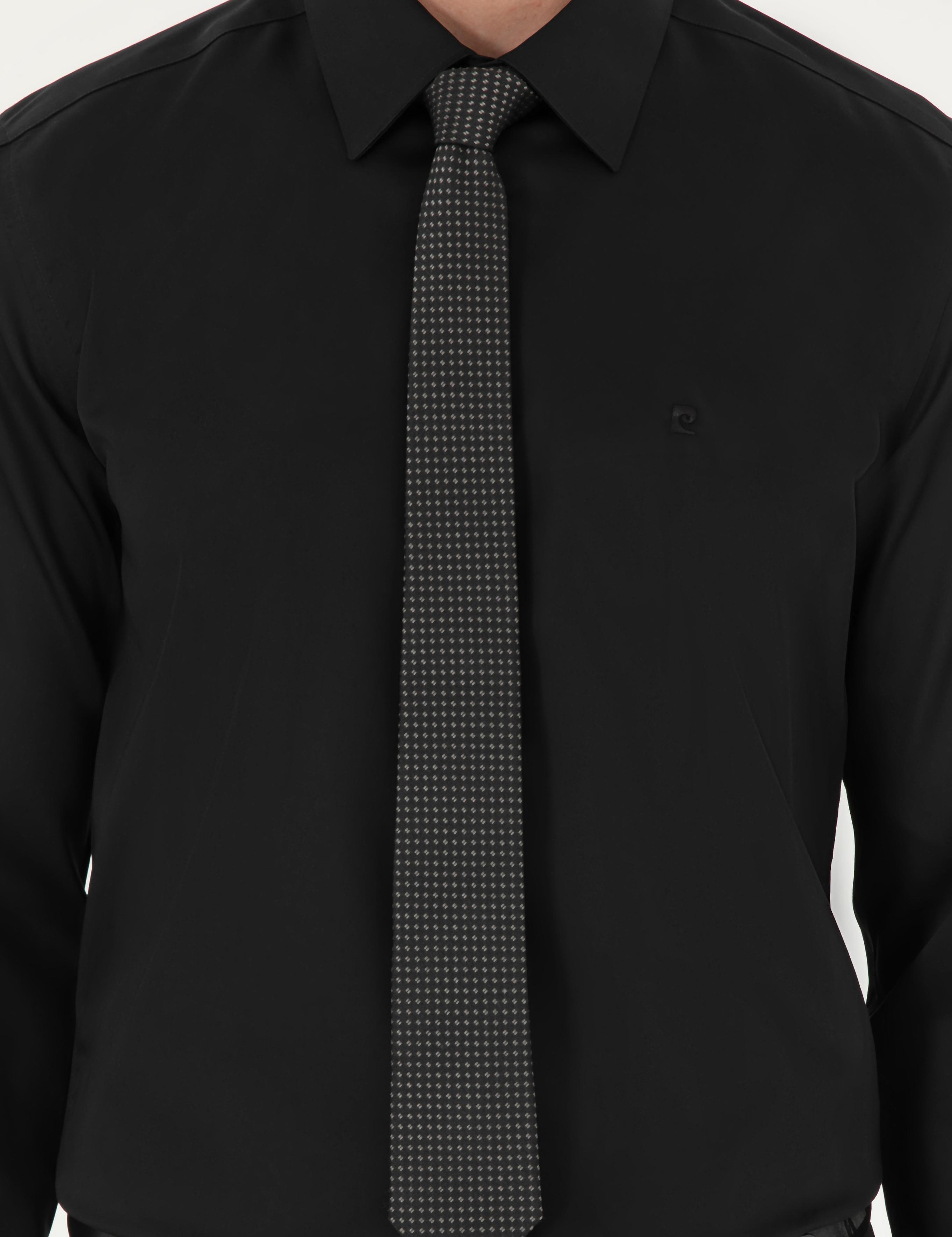 Siyah Slim Fit Uzun Kollu Basic Gömlek