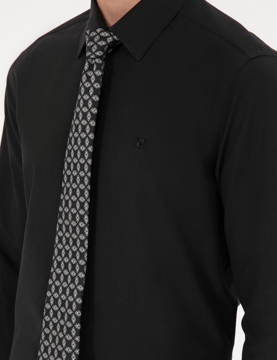 Siyah Slim Fit Uzun Kollu Basic Gömlek