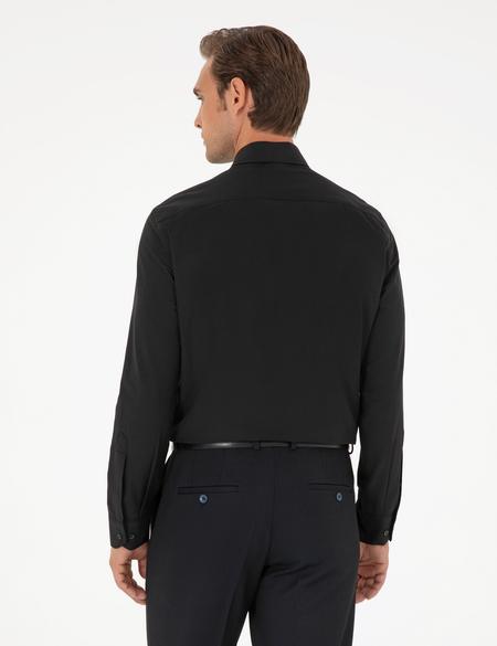 Siyah Slim Fit Uzun Kollu Basic Gömlek - 50292552020