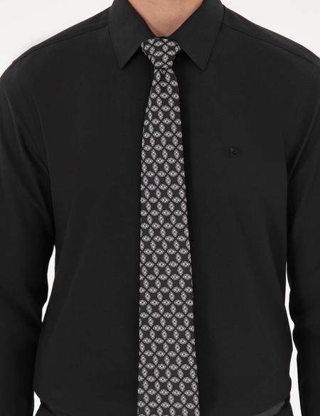 Siyah Slim Fit Uzun Kollu Basic Gömlek - 50292552020