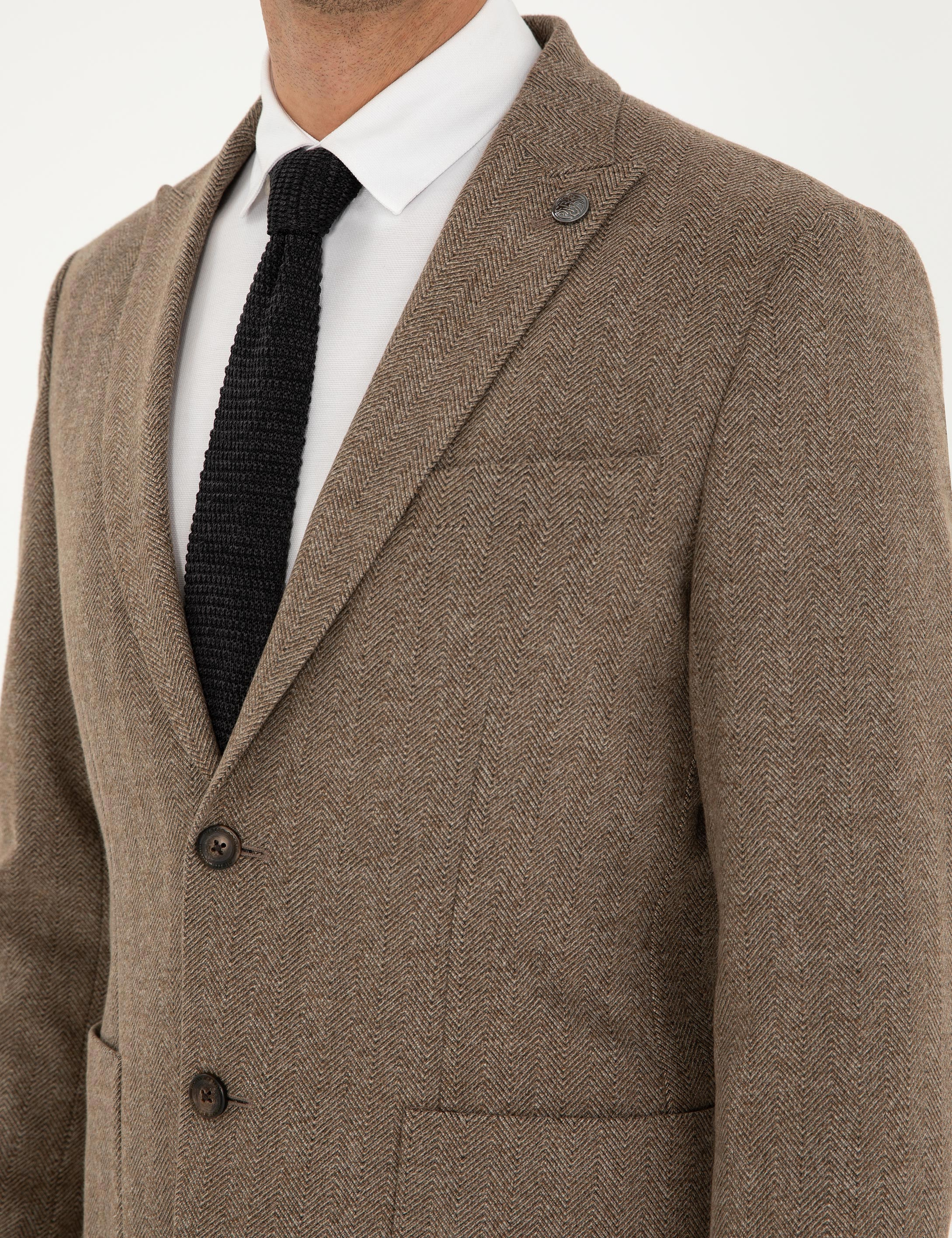 Kahverengi Slim Fit Ceket - Image 7