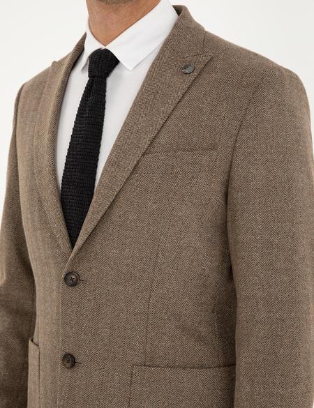 Kahverengi Slim Fit Ceket - 50293351056