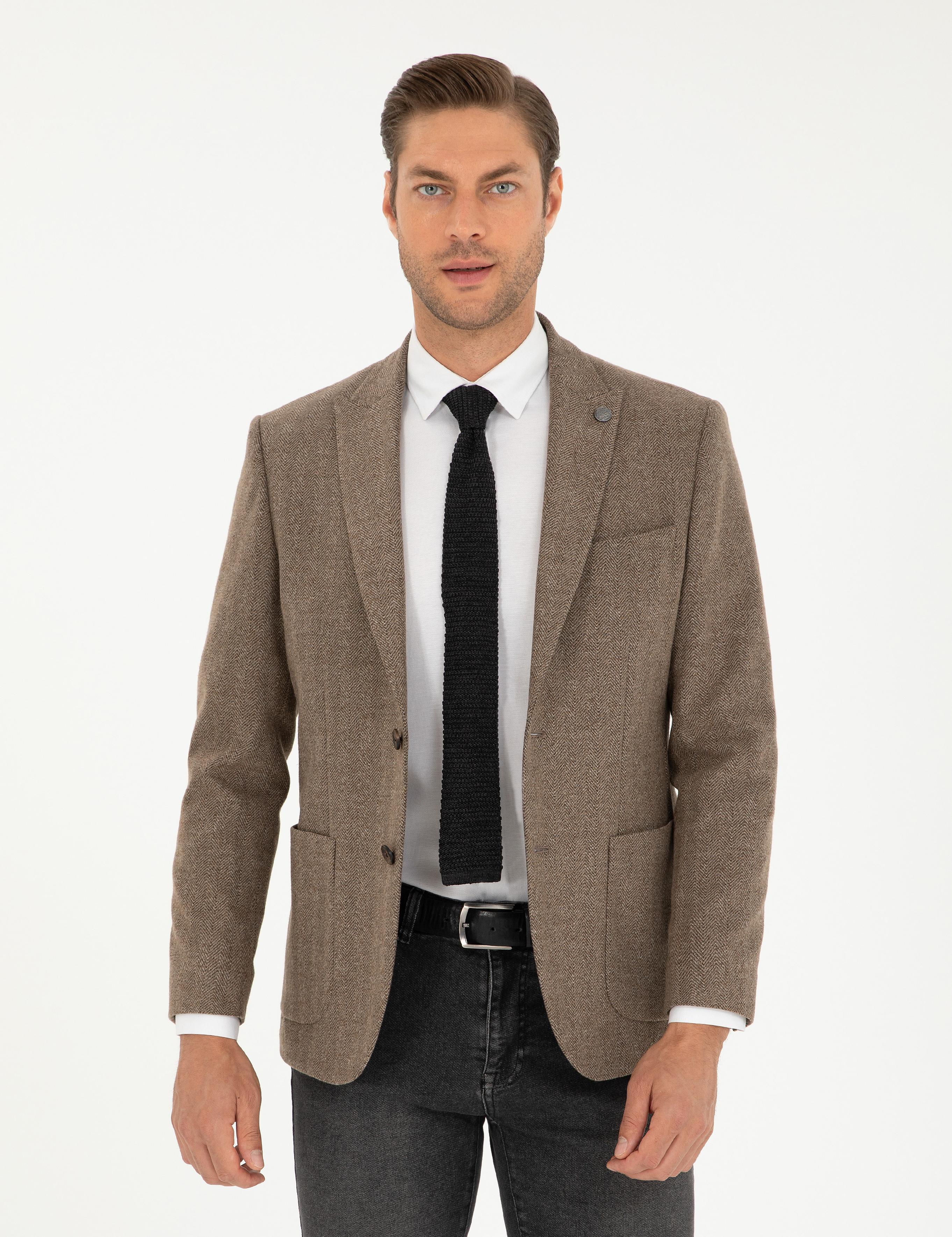 Kahverengi Slim Fit Ceket