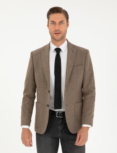 Kahverengi Slim Fit Ceket