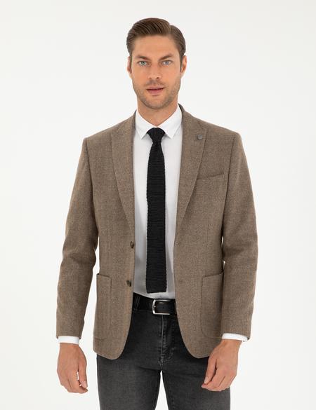 Kahverengi Slim Fit Ceket - 50293351056