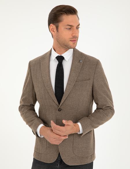 Kahverengi Slim Fit Ceket - 50293351056