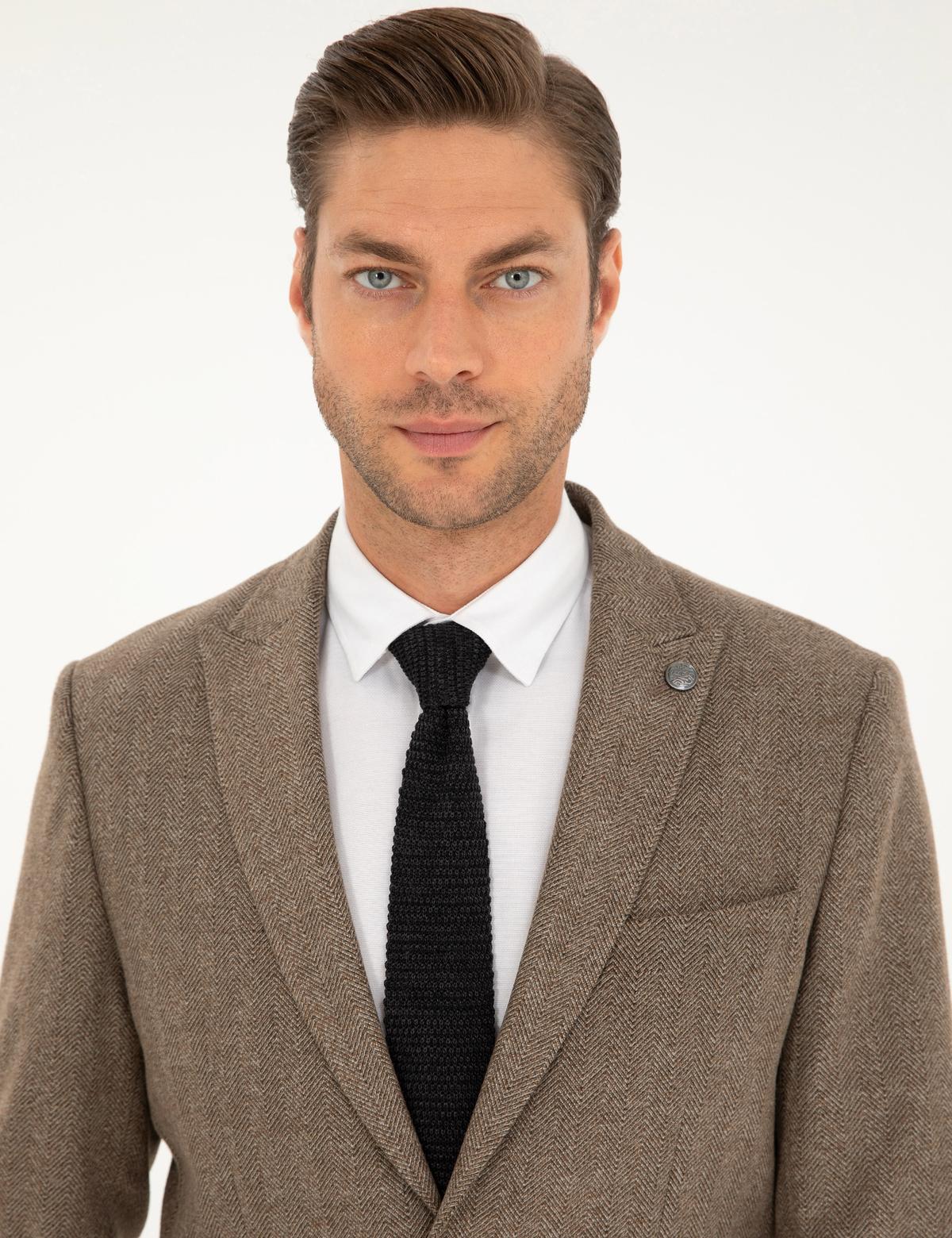 Kahverengi Slim Fit Ceket - 50293351056