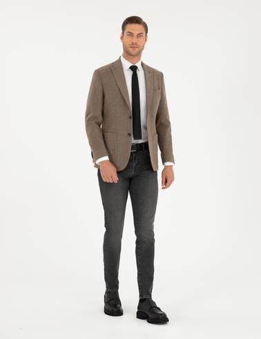 Kahverengi Slim Fit Ceket