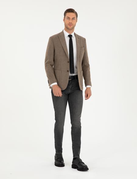 Kahverengi Slim Fit Ceket - 50293351056