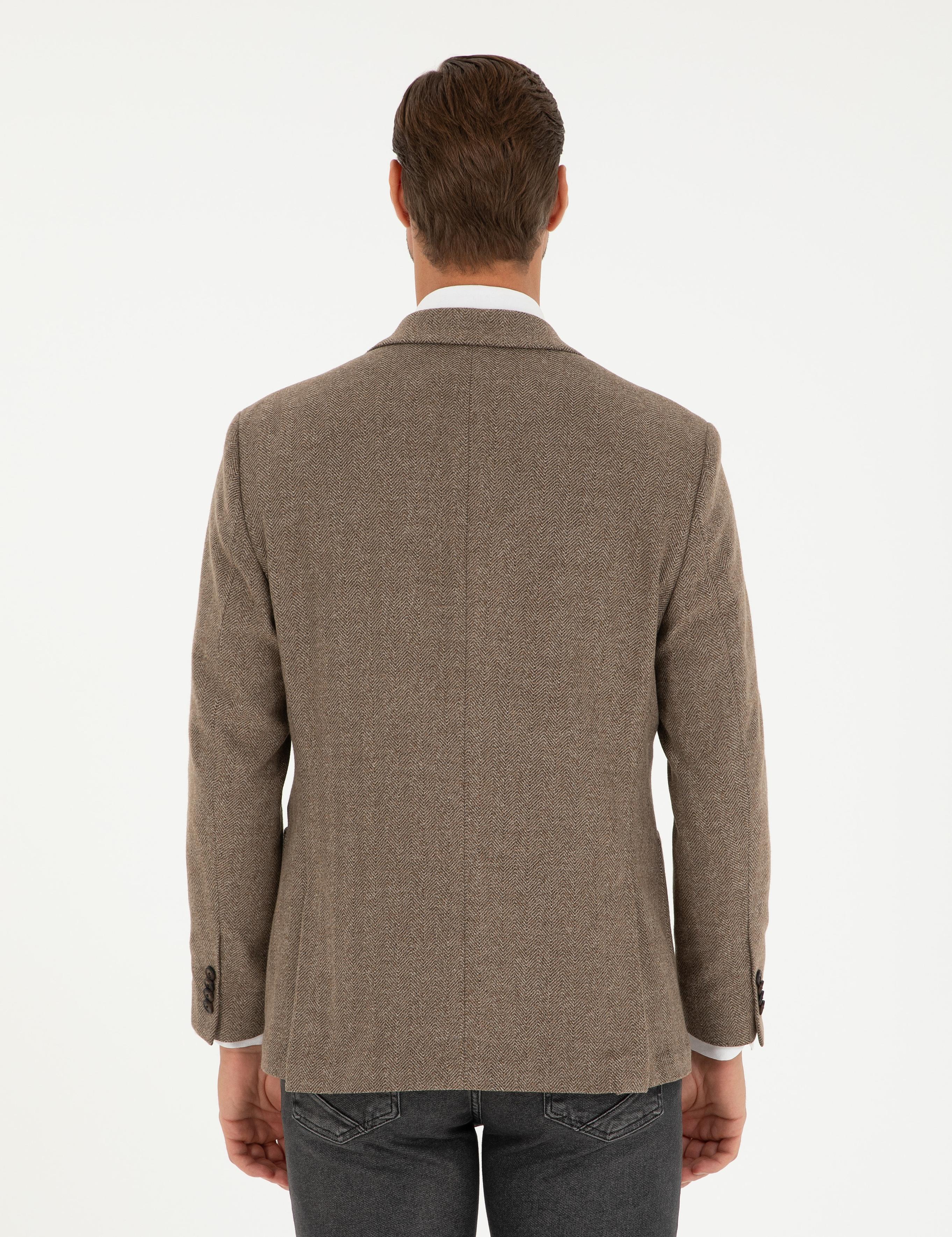 Kahverengi Slim Fit Ceket