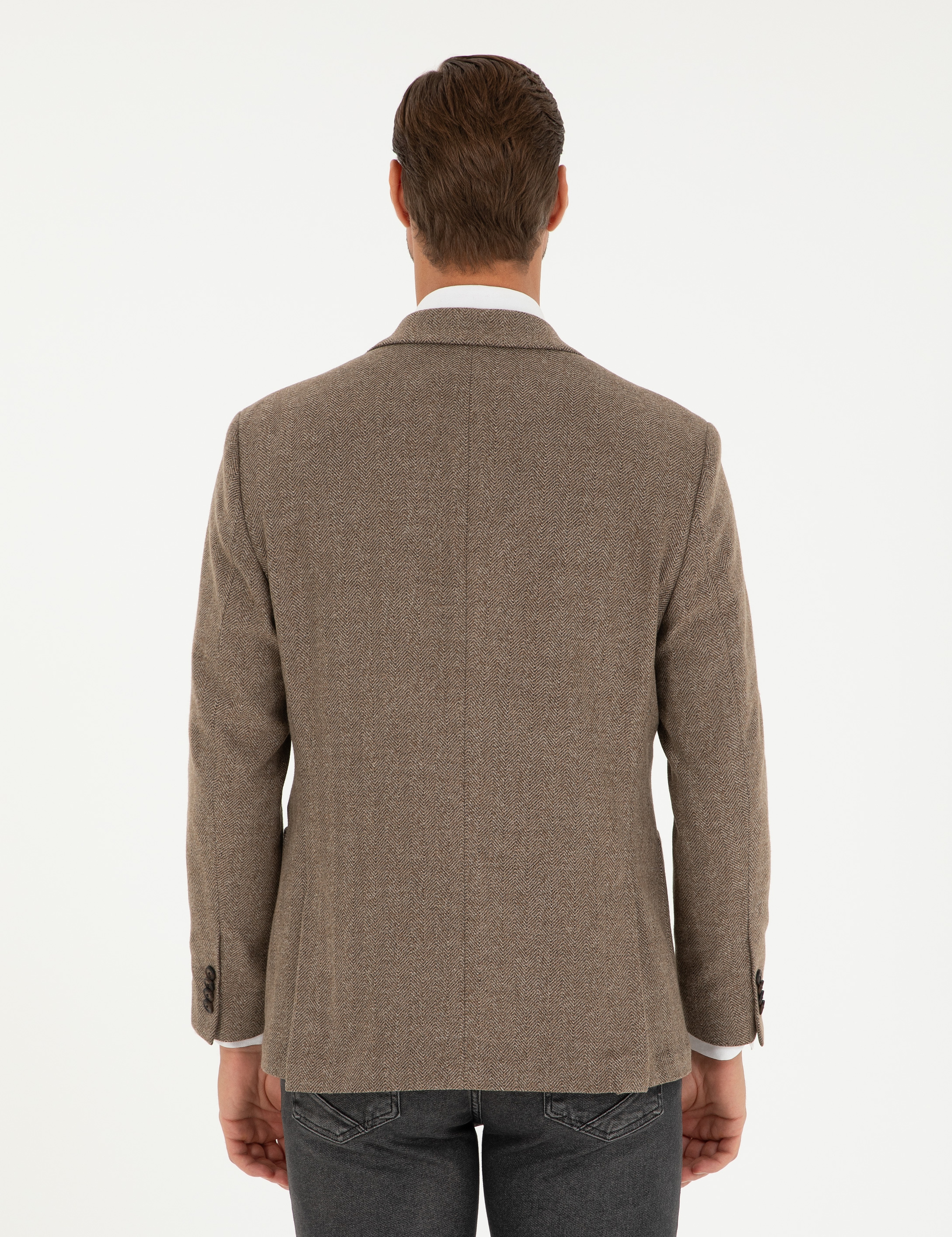 Kahverengi Slim Fit Ceket - Image 5