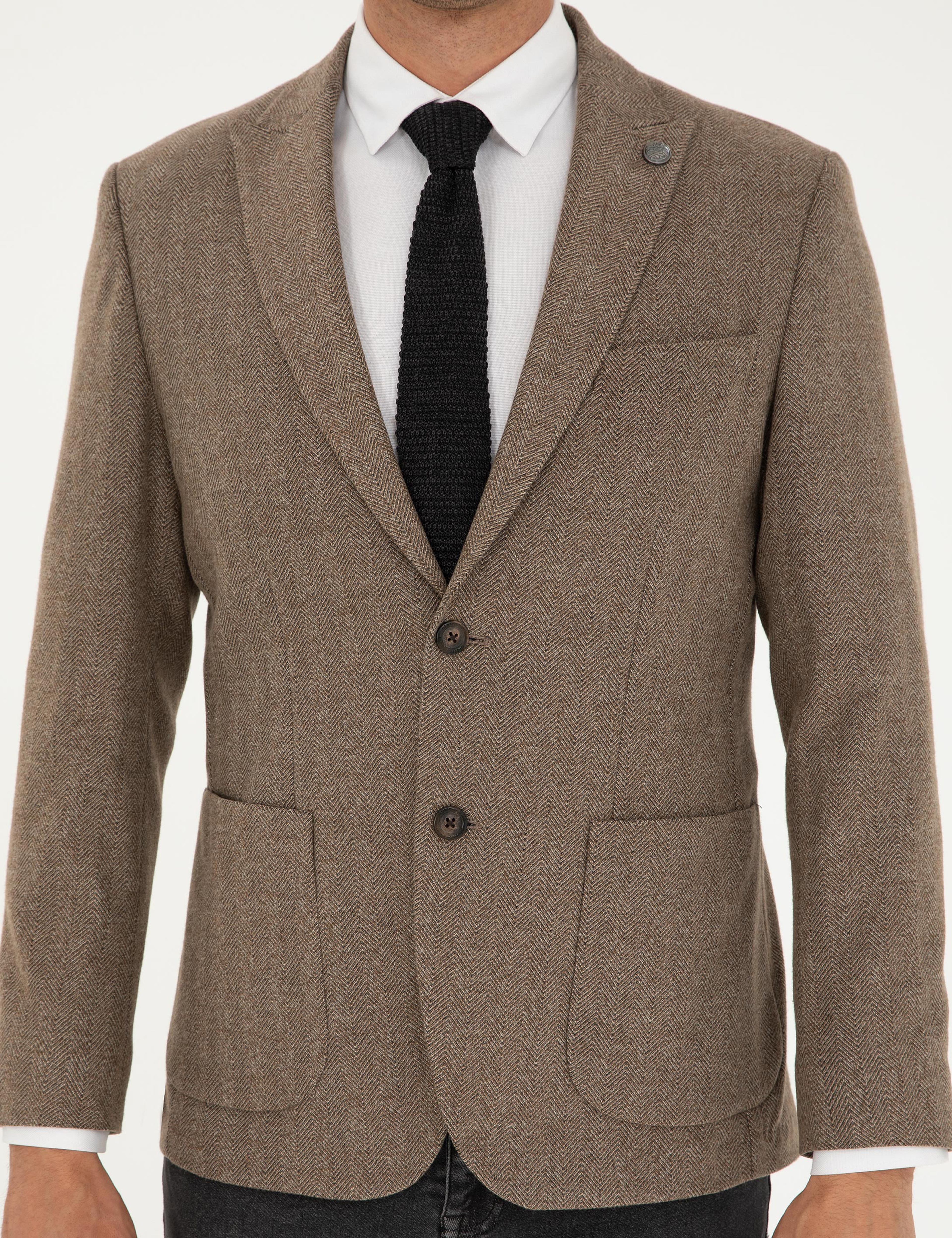 Kahverengi Slim Fit Ceket - Image 6