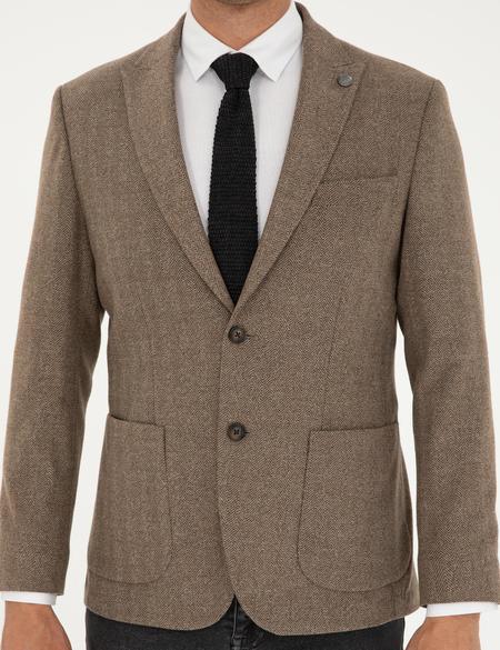 Kahverengi Slim Fit Ceket - 50293351056