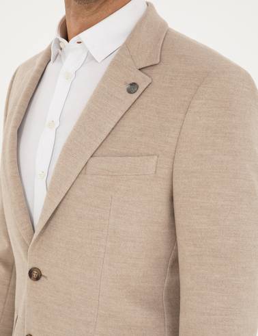 Bej Slim Fit Ceket