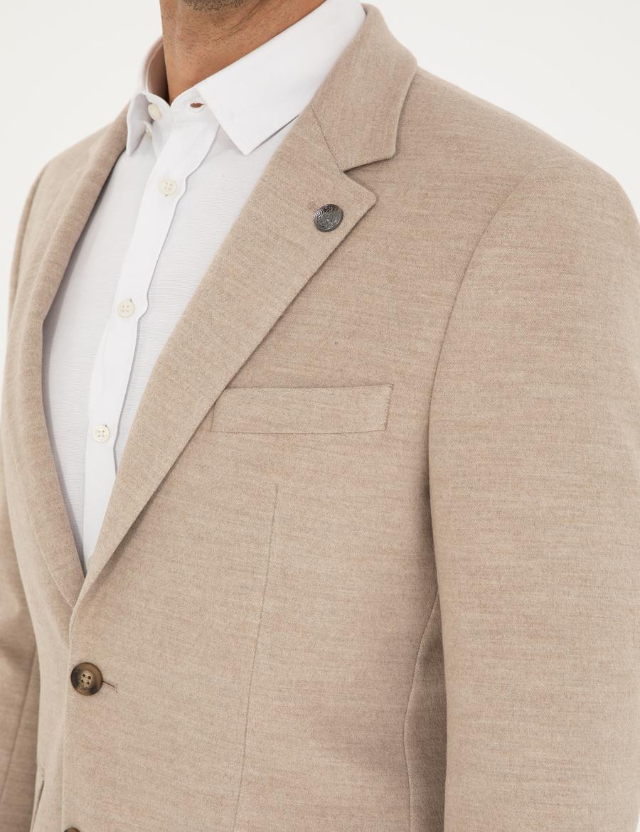 Bej Slim Fit Ceket
