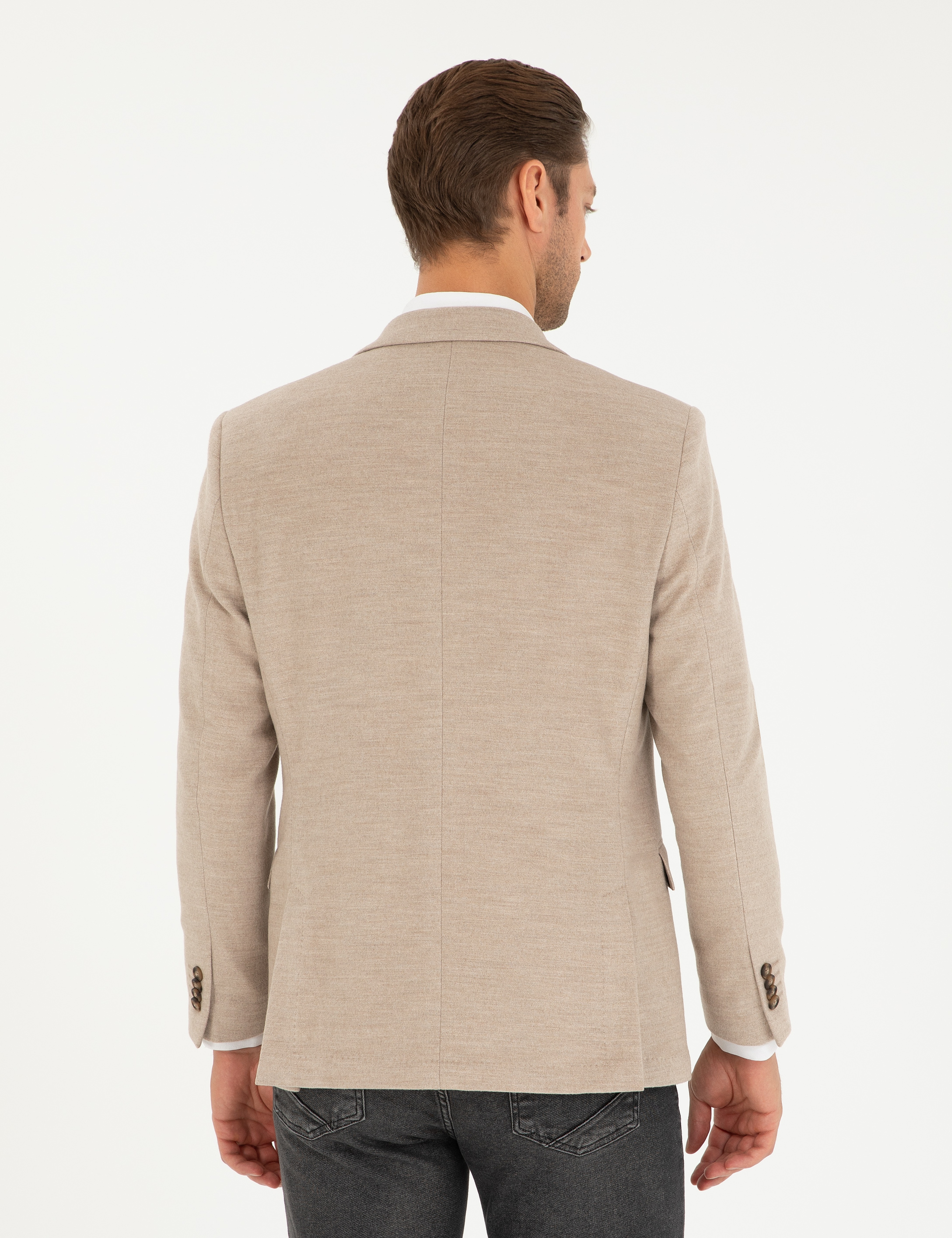 Bej Slim Fit Ceket