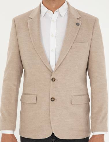 Bej Slim Fit Ceket