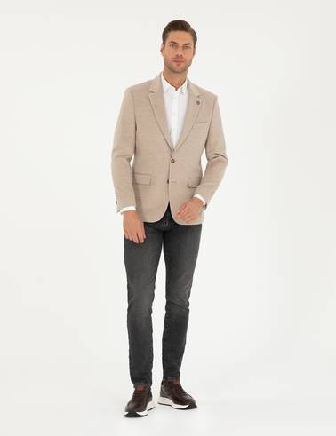 Bej Slim Fit Ceket