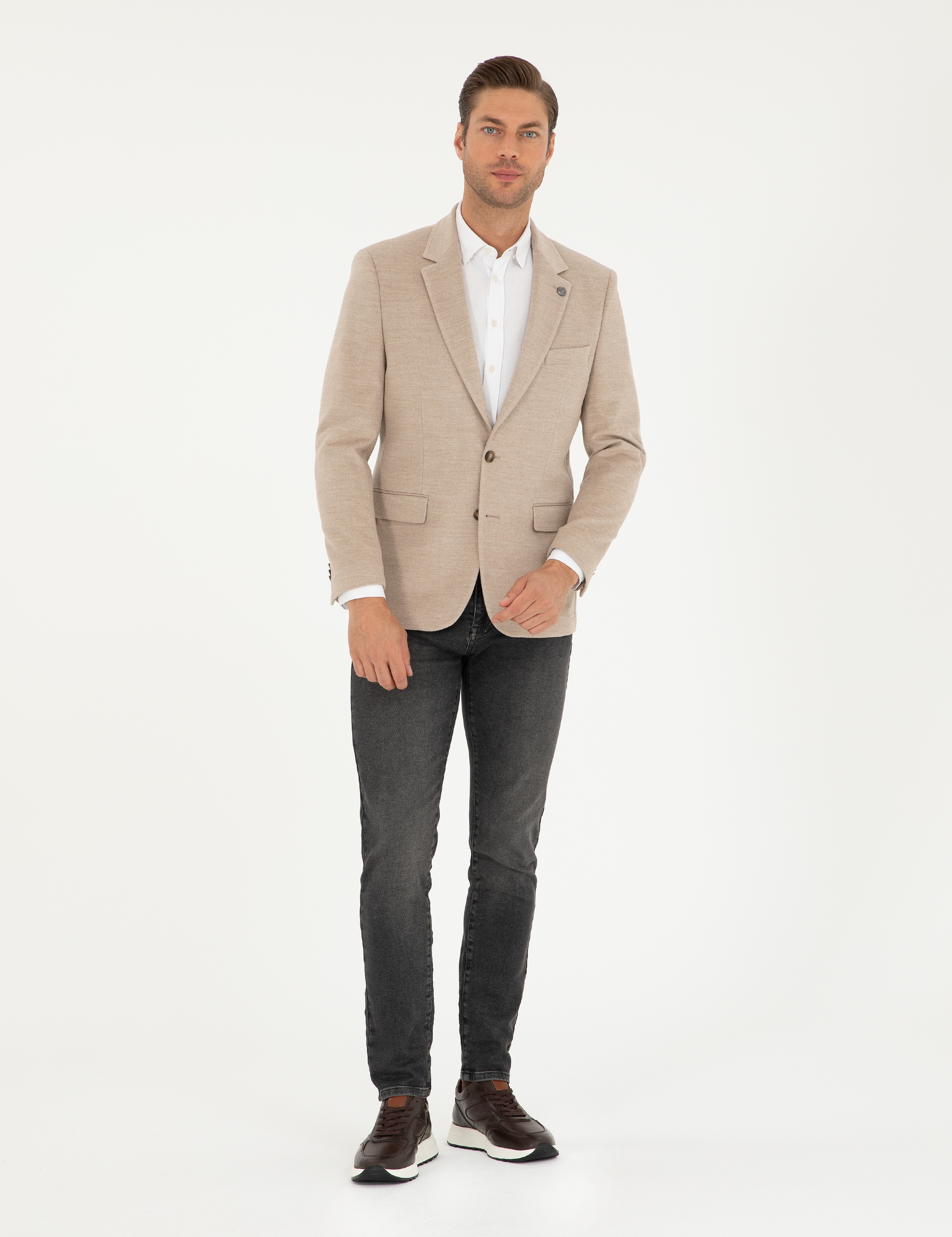 Bej Slim Fit Ceket - Image 4