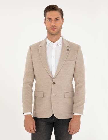 Bej Slim Fit Ceket