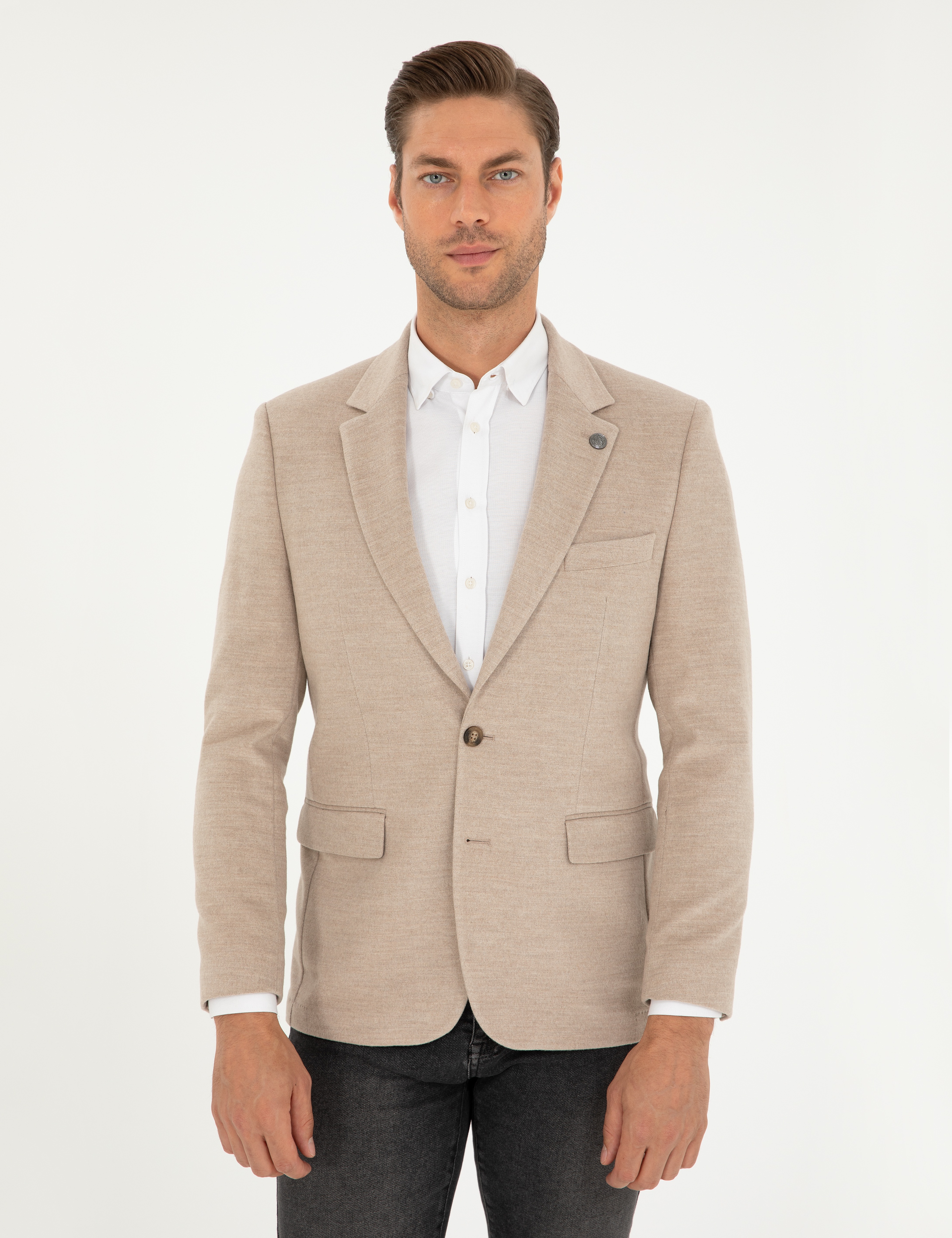 Bej Slim Fit Ceket - Image 3