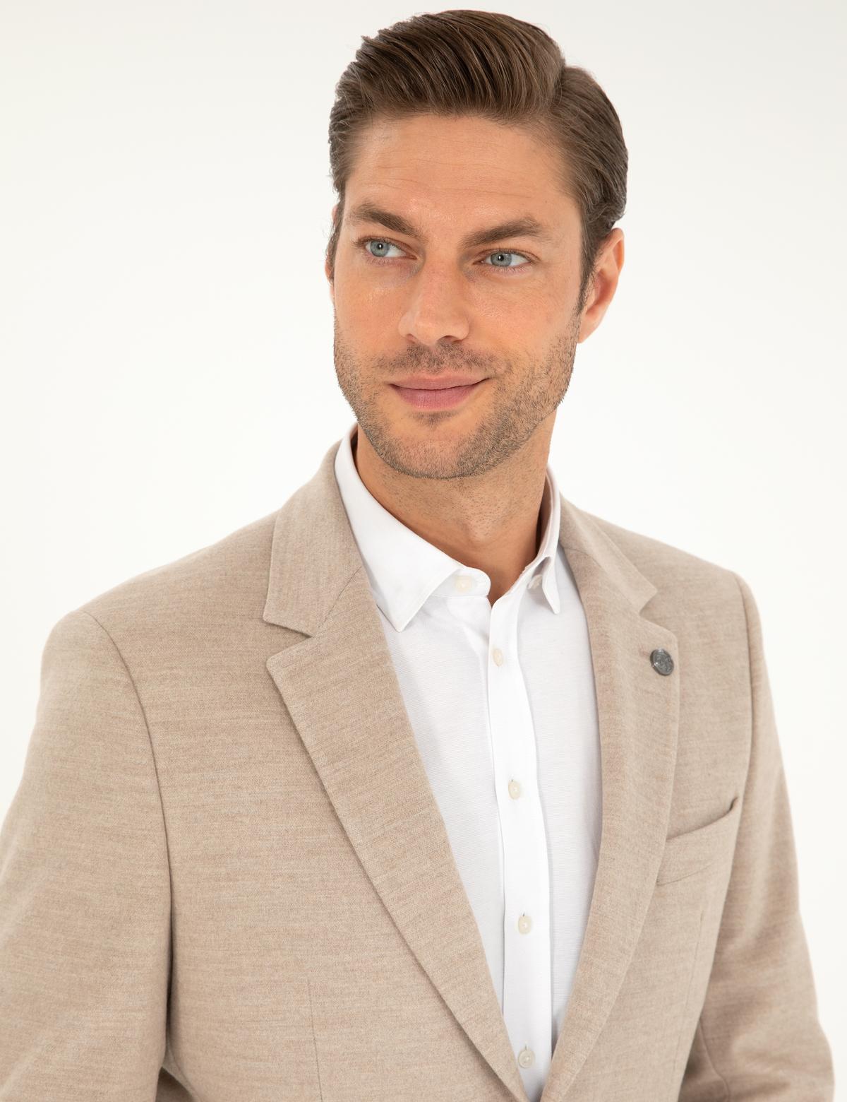 Bej Slim Fit Ceket - 50296409044