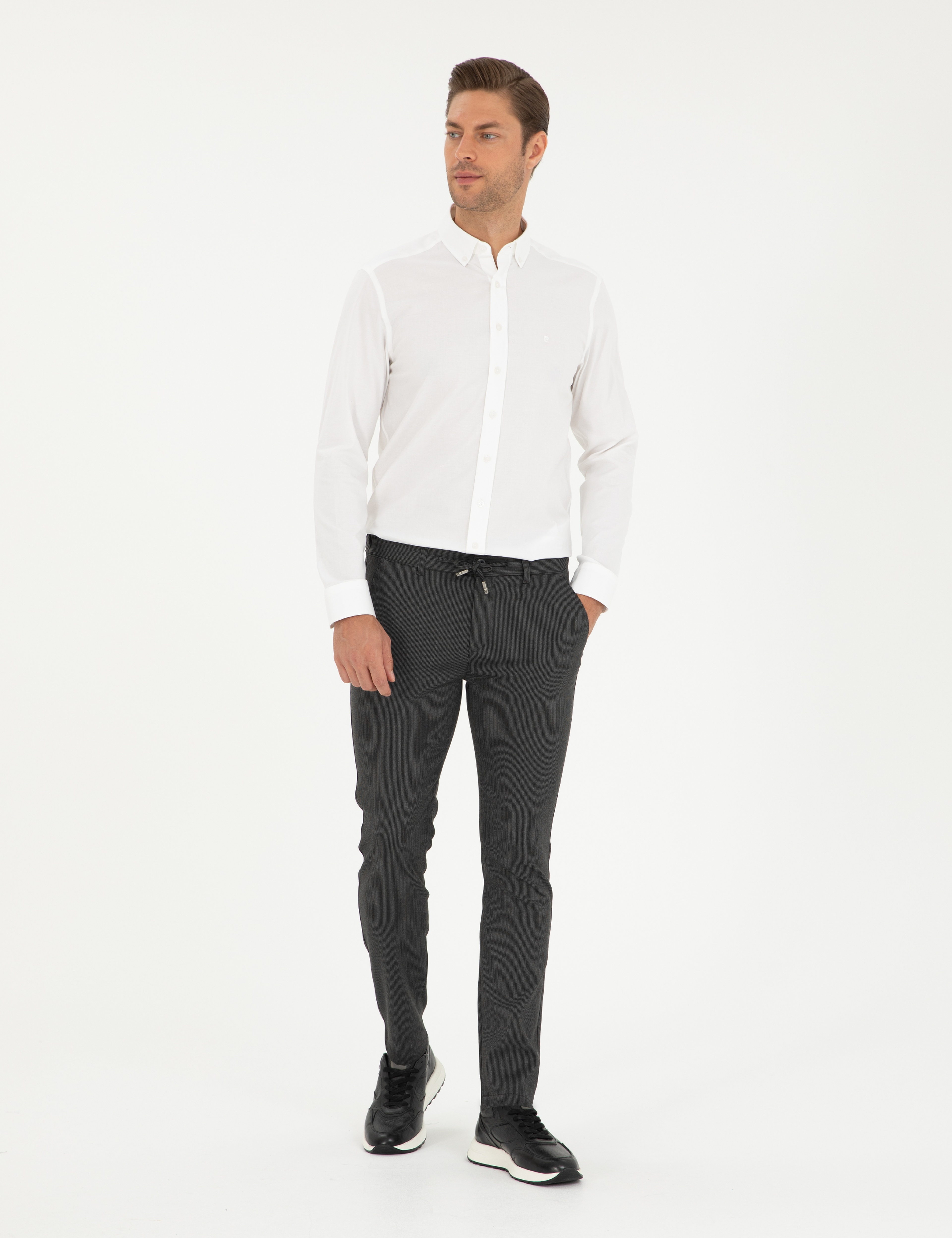 Antrasit Slim Fit Jogger Kanvas Pantolon - Image 1